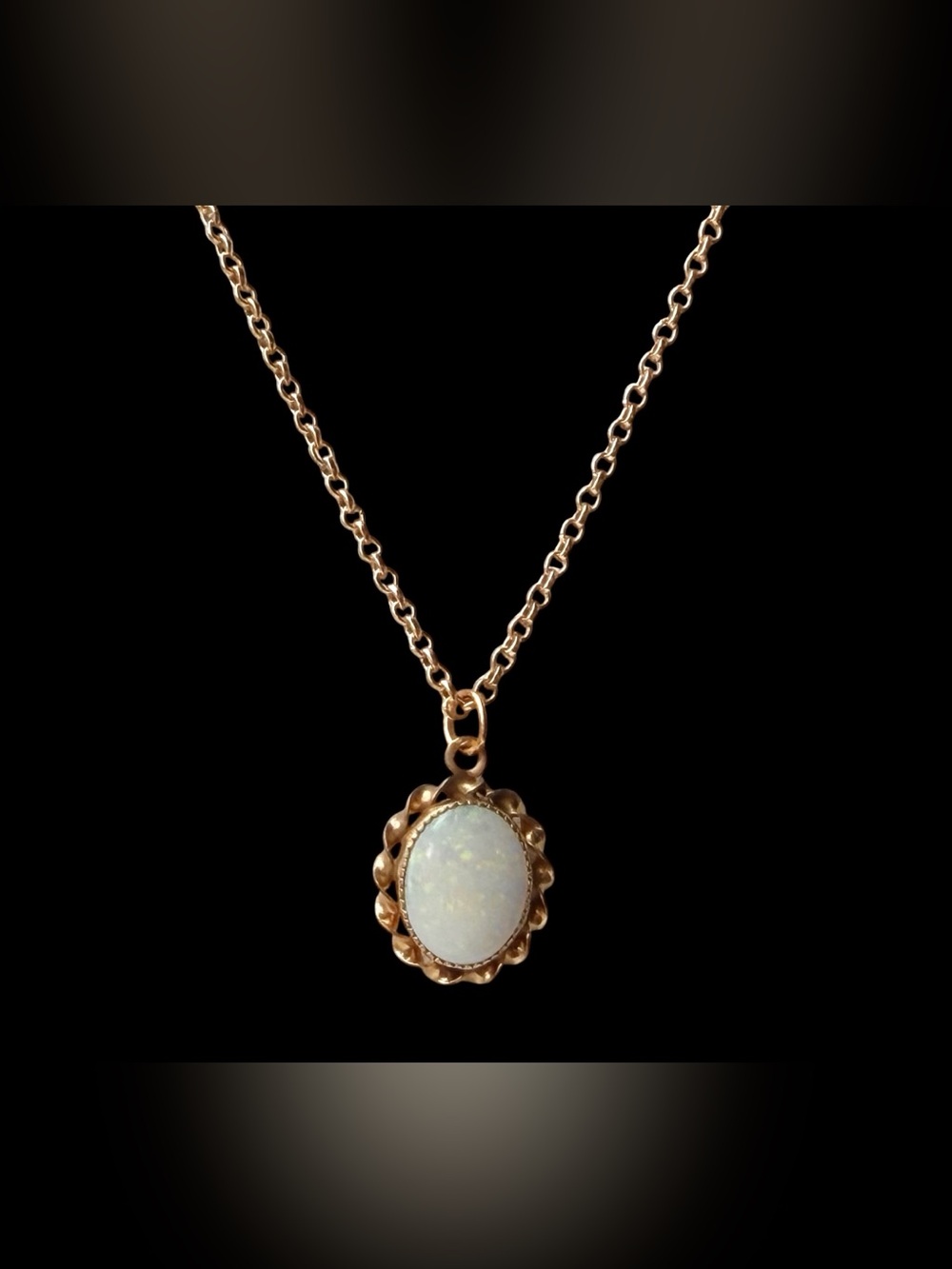 Vintage 12K GF Authentic Opal Pendant Necklace
